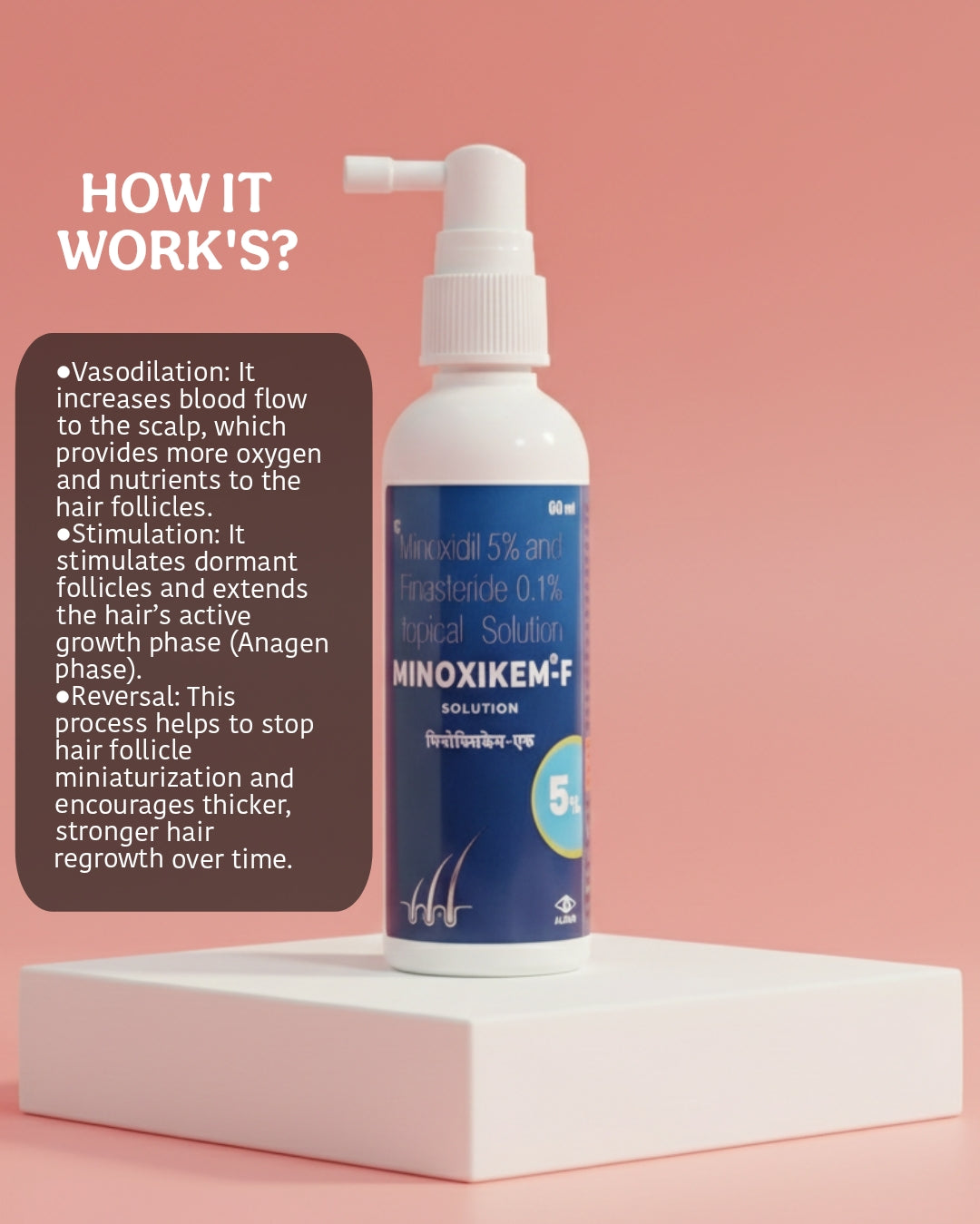 Minoxidil 5% & Finasteride 0.1% . "MINOXIKEM-F" powerful Minoxidil with finasteride by alkem (60ml) .