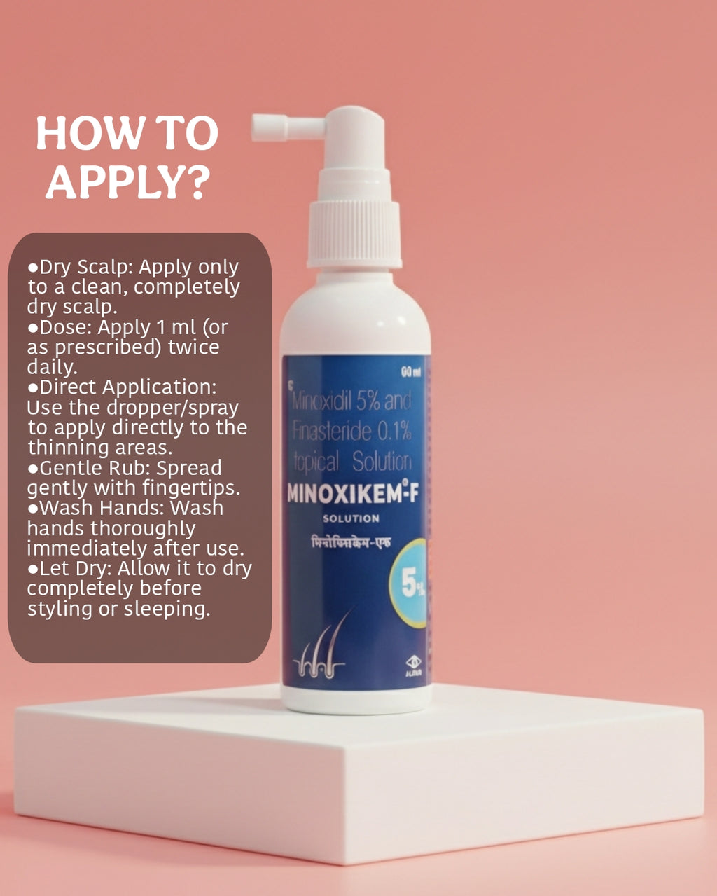 Minoxidil 5% & Finasteride 0.1% . "MINOXIKEM-F" powerful Minoxidil with finasteride by alkem (60ml) .