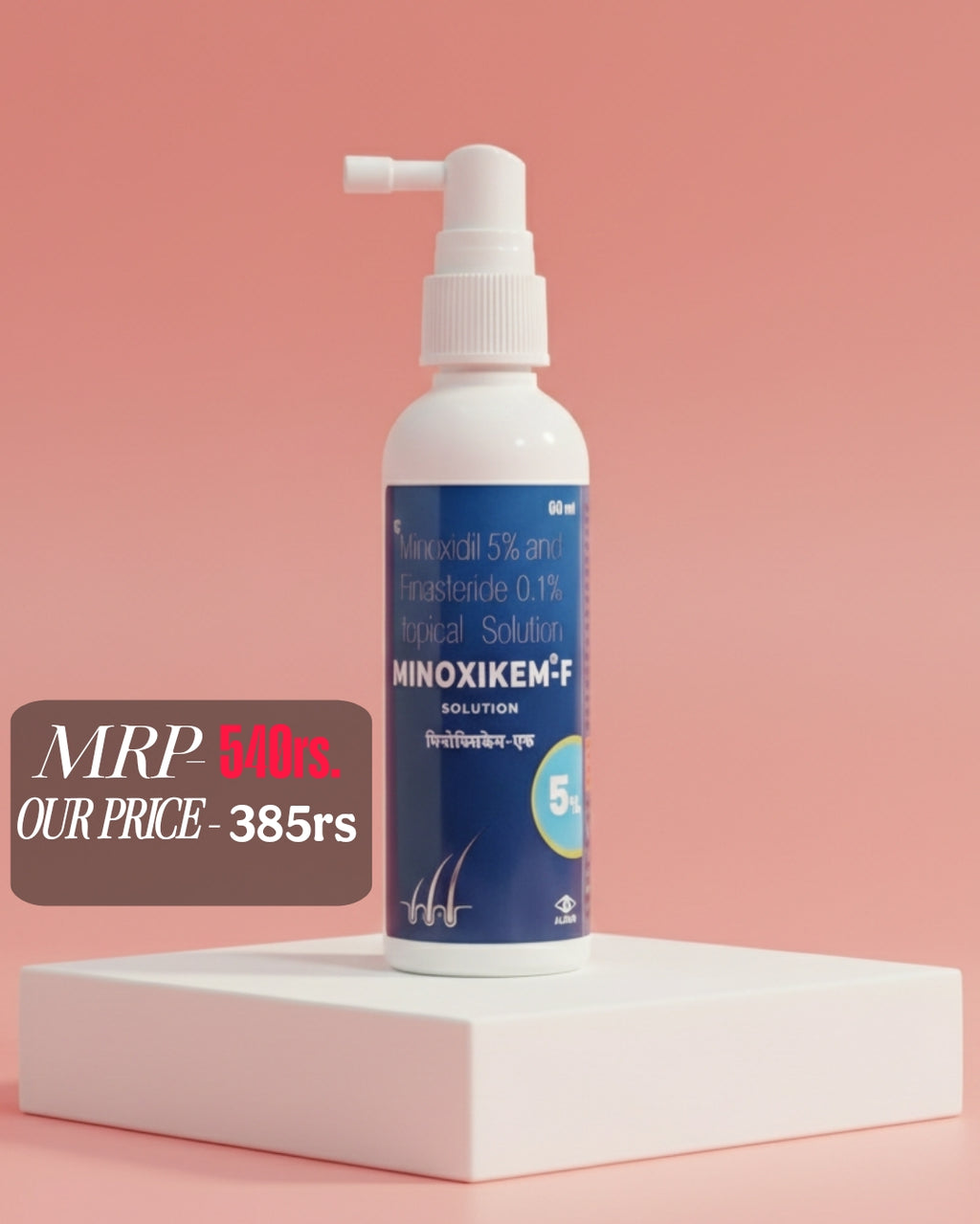 Minoxidil 5% & Finasteride 0.1% . "MINOXIKEM-F" powerful Minoxidil with finasteride by alkem (60ml) .